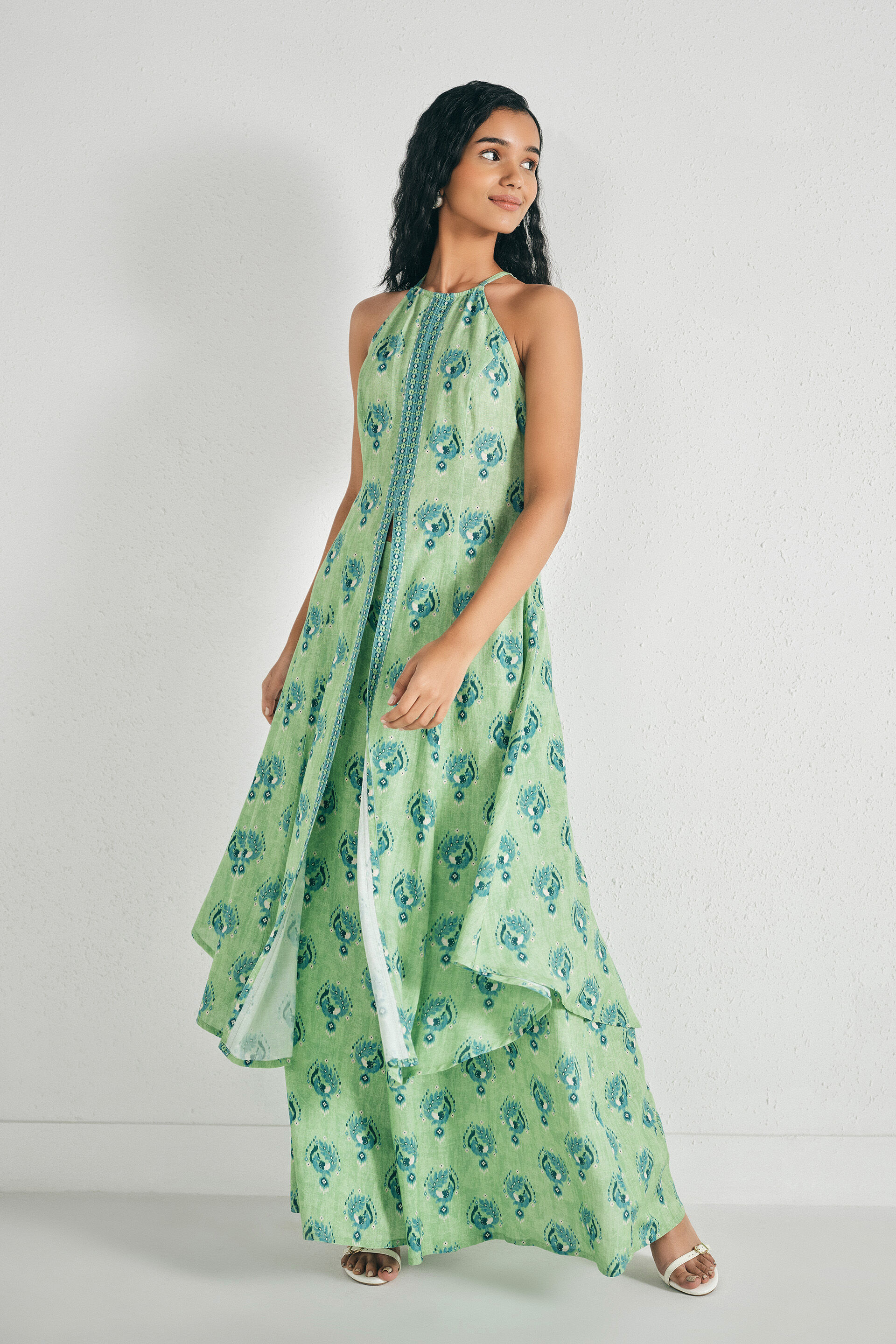 Sanaya Printed Kurta Set, Green, image 2